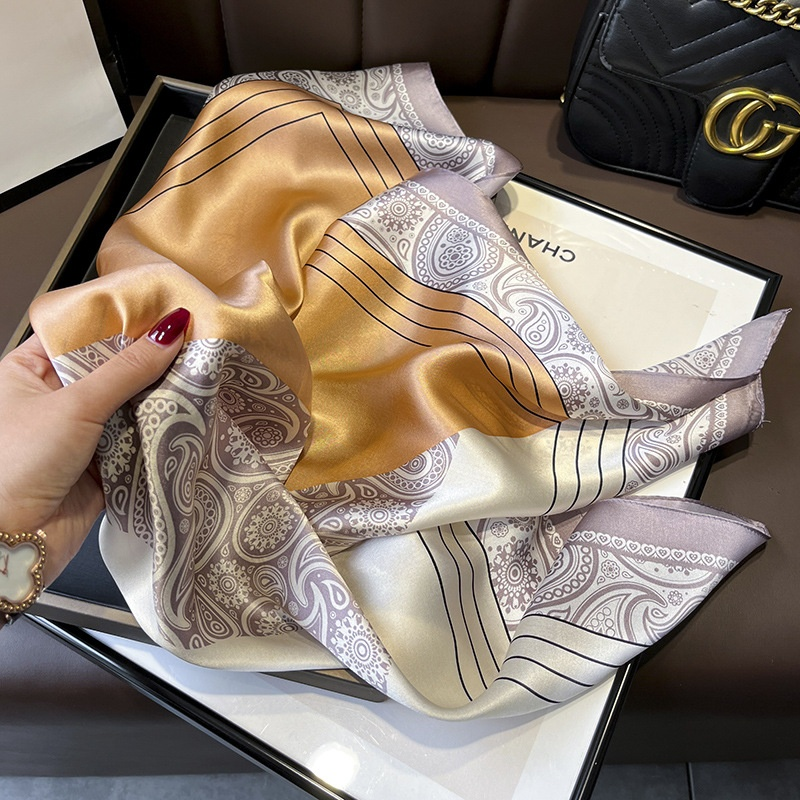 Silk Scarf - Mulberry Geometric Rolled Edge