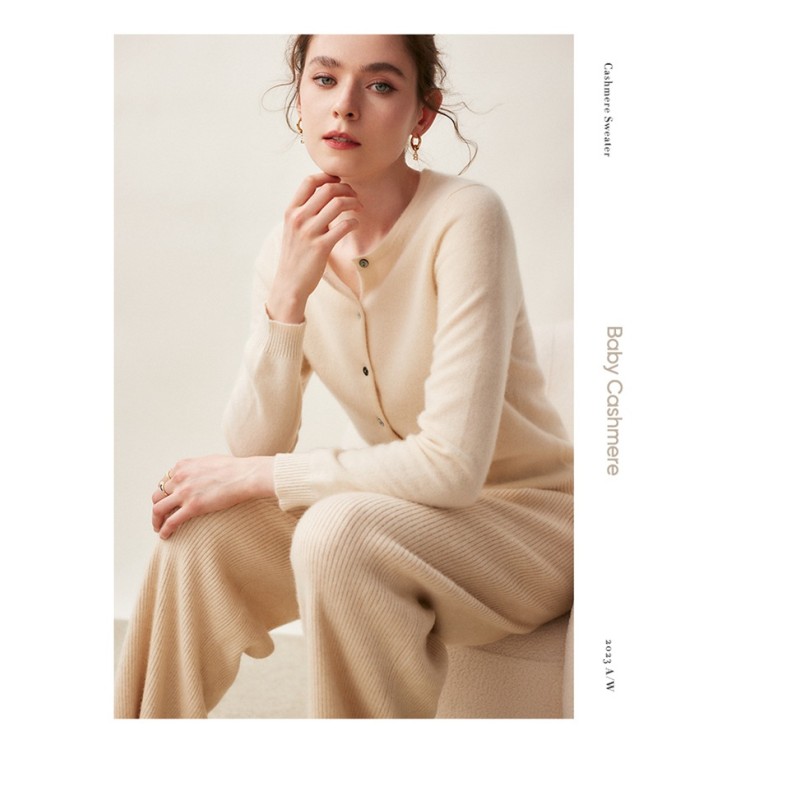 Cashmere Cardigan - Round Neck Soft Factory