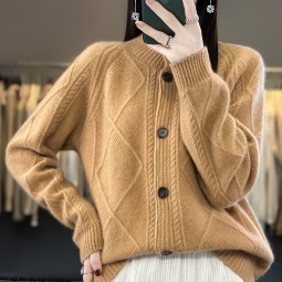 Wool Coat - Women Knitted 100% Custom