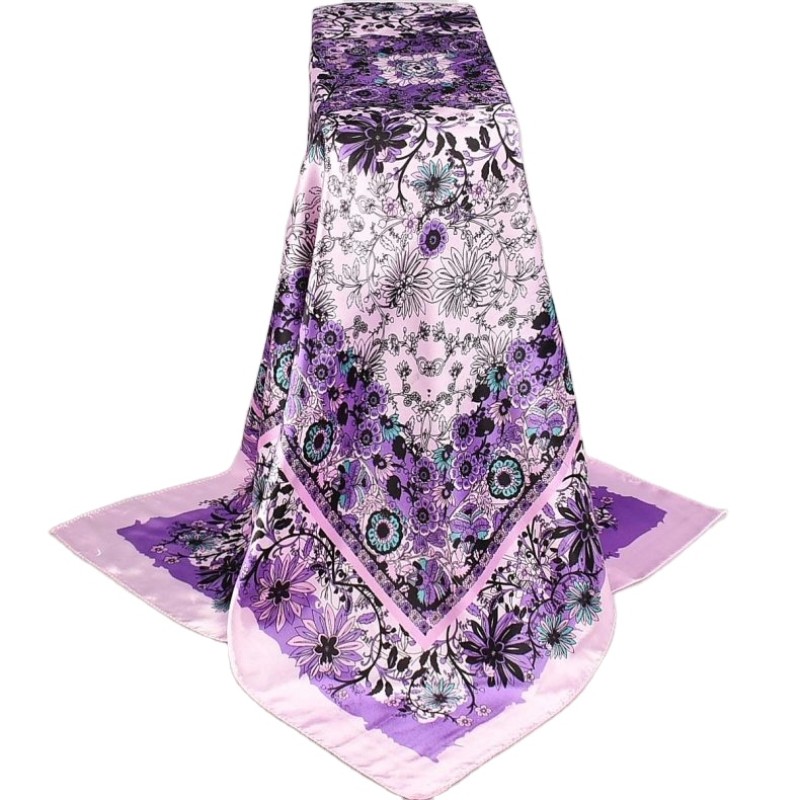 Satin Silk Scarf - American Large Floral