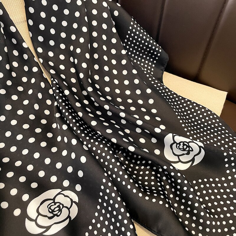 Imitation Silk Scarf - Korean White Camellia