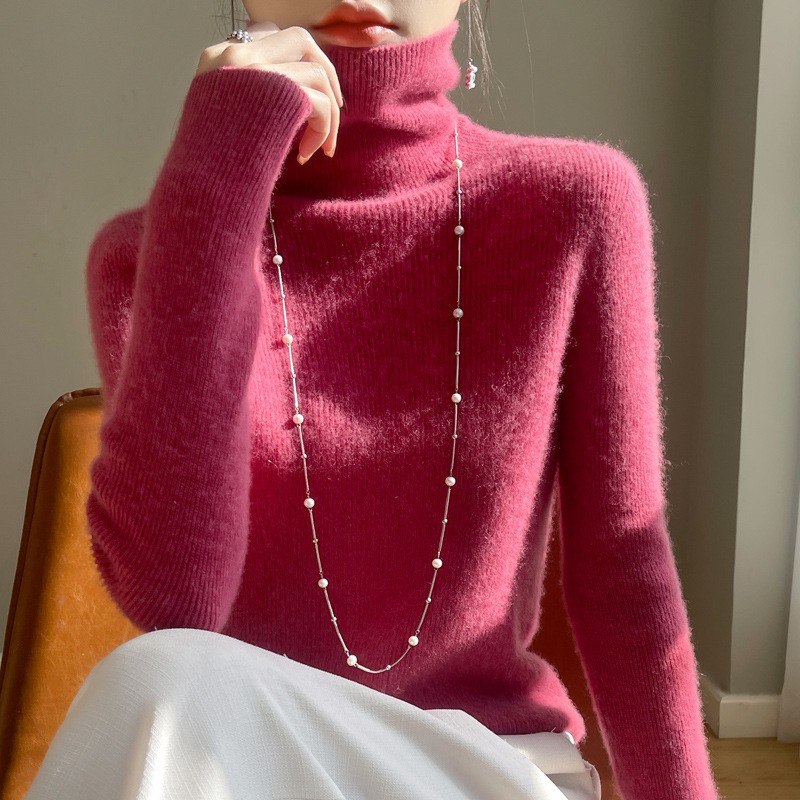 Wool Sweater - Camel Color Turtleneck