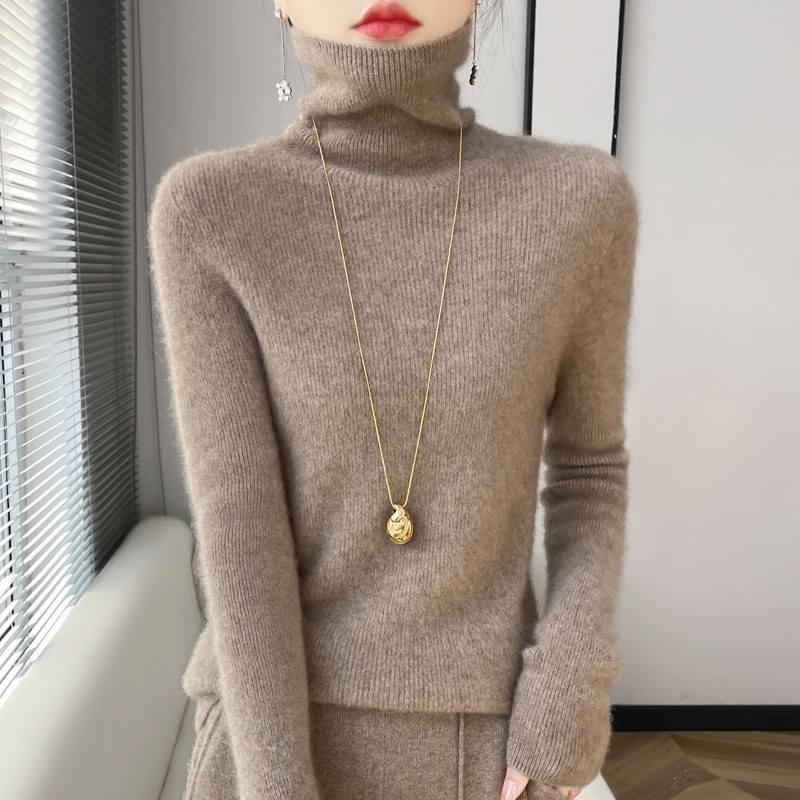 Wool Sweater - Camel Color Turtleneck