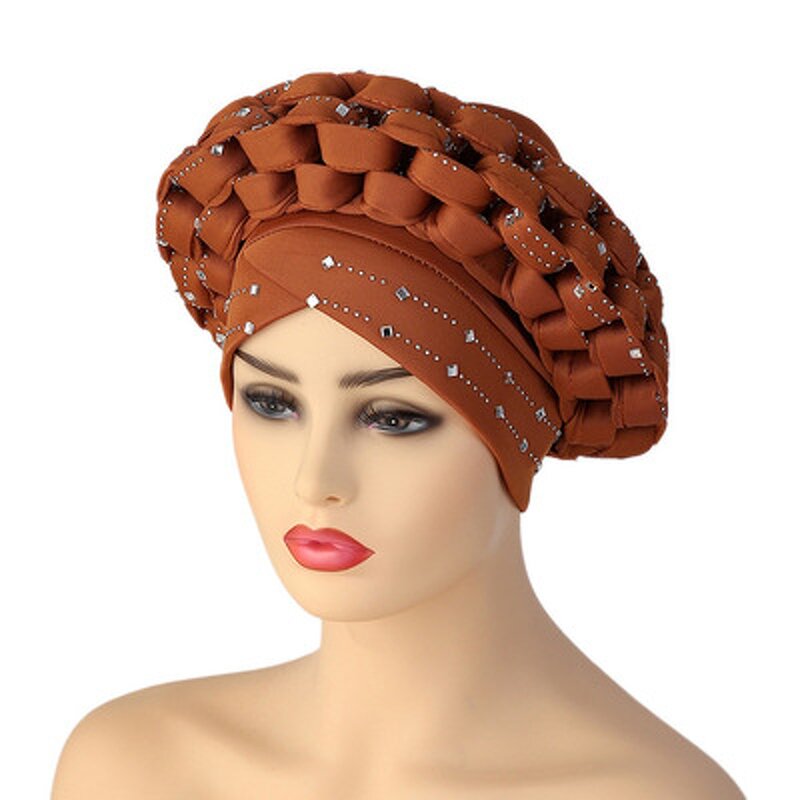 Head Scarf Bonnet - African Rhinestone