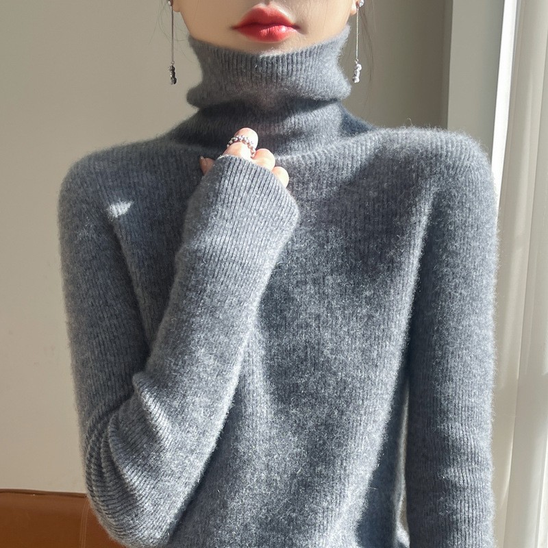 Wool Sweater - Camel Color Turtleneck