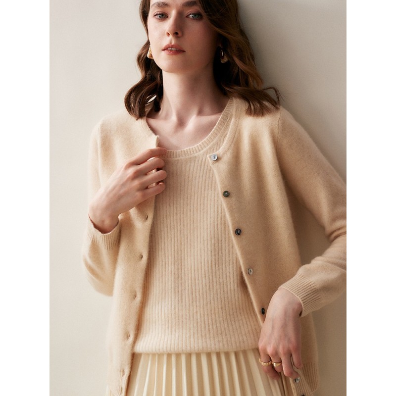 Cashmere Cardigan - Round Neck Soft Factory