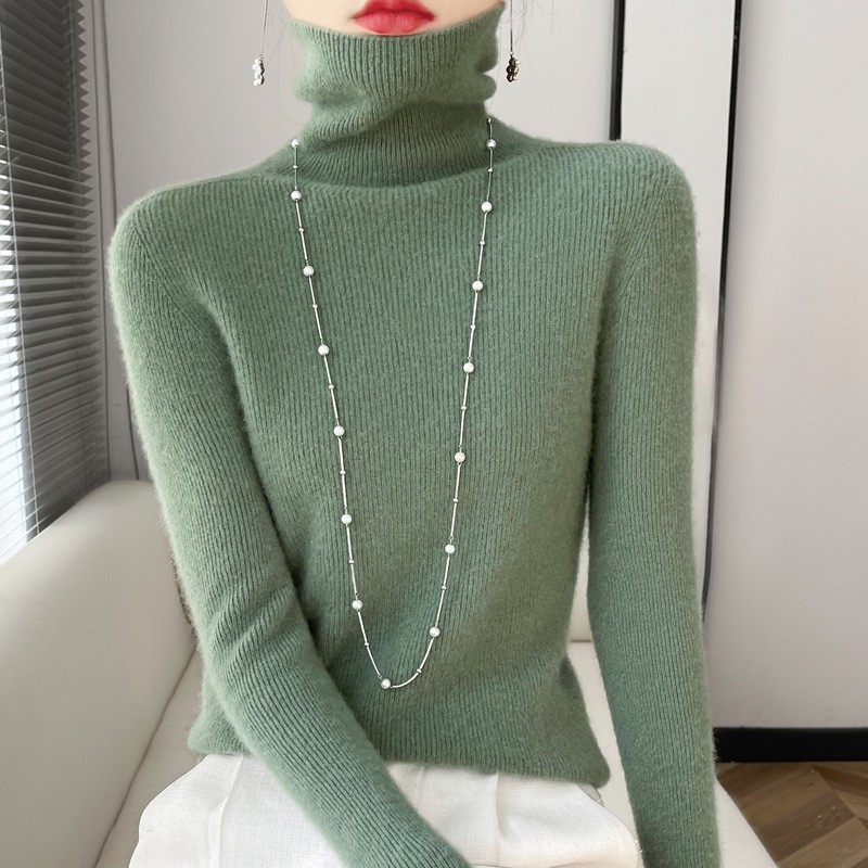 Wool Sweater - Camel Color Turtleneck