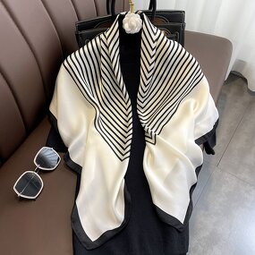 Imitation Silk Scarf - Custom Striped Letter