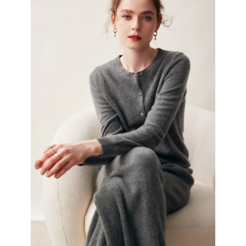 Cashmere Cardigan - Round Neck Soft Factory