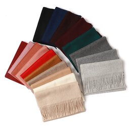 Cashmere Scarf - Classic Plain Solid Woven