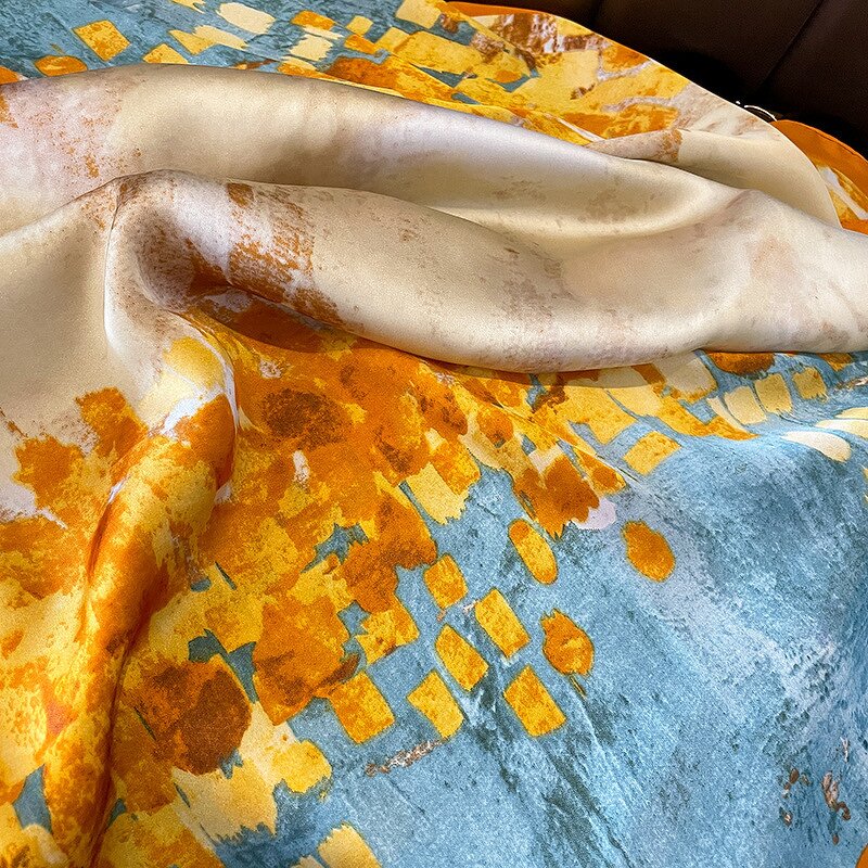 Silk Scarf - Luxury Yellow Flower Factory