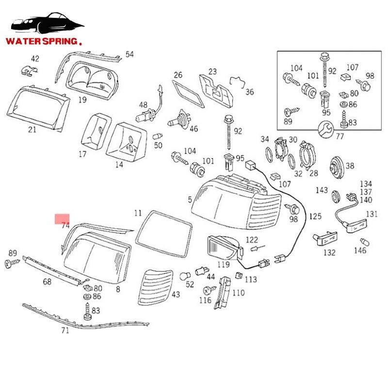 Mercedes W140 Headlight Trim Factory - Decoration Strip Light Gasket