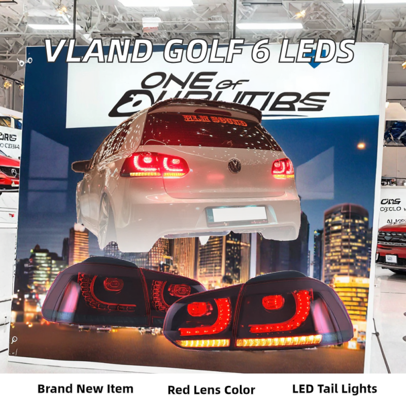 VW Golf Mk6 LED Tail Lamp Factory - VLAND Red/Smoked Lens 12V