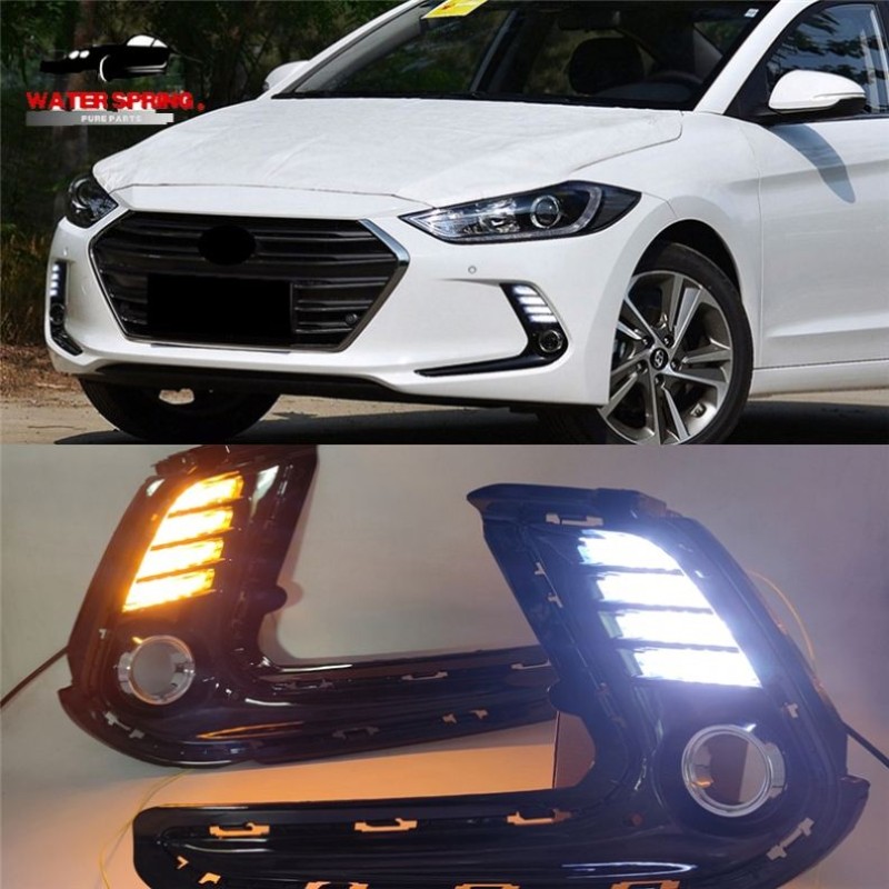Hyundai Elantra Headlight Fog Lamp Cover Factory - LED DRL Turn Signal