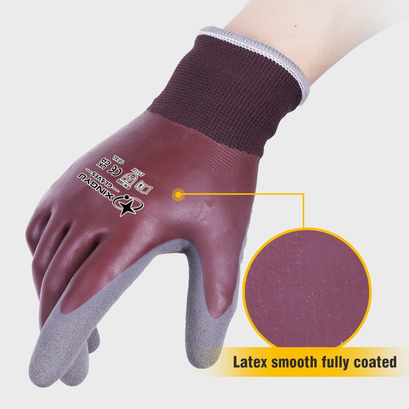 Latex Coated Safety Gloves - 15 Gauge Polyester