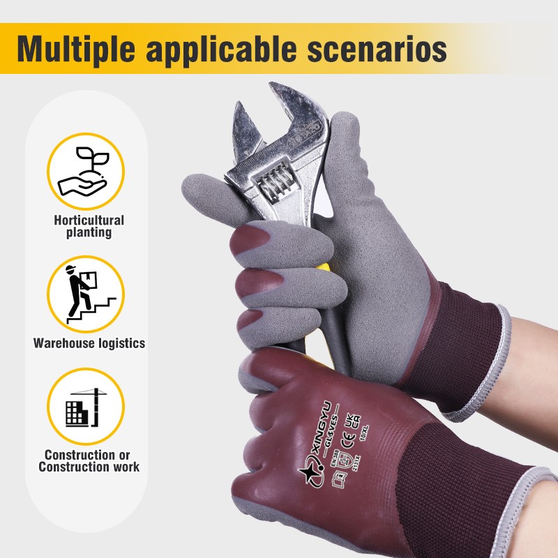 Latex Coated Safety Gloves - 15 Gauge Polyester