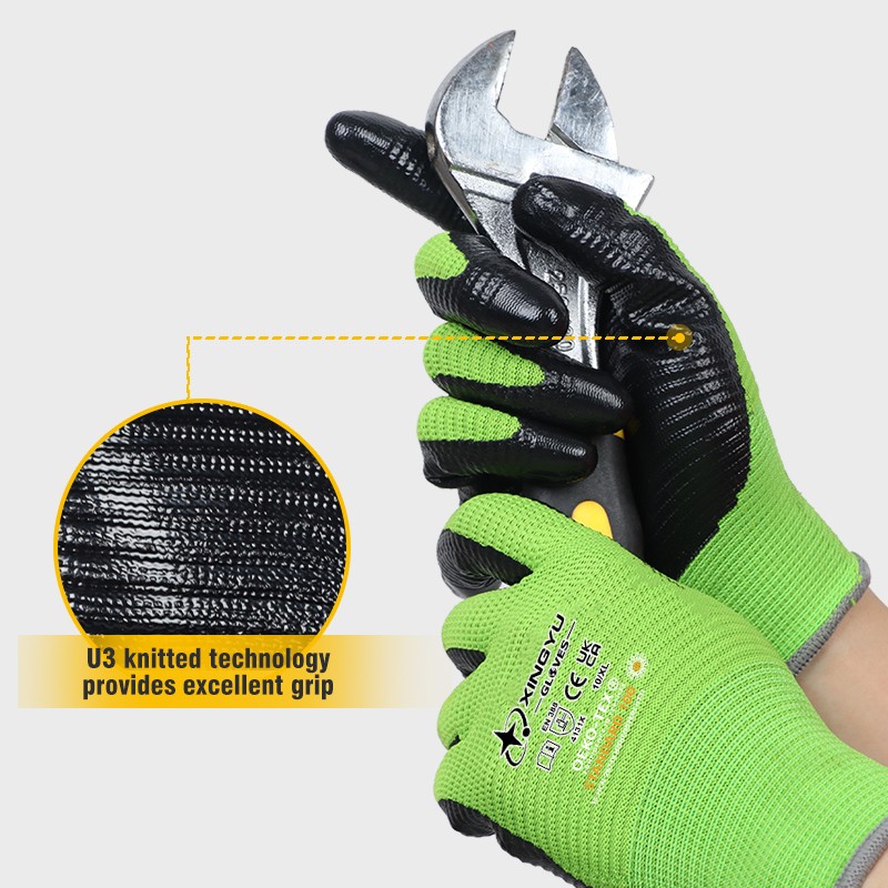 Nitrile Palm Coated Gloves - Rubber Nylon