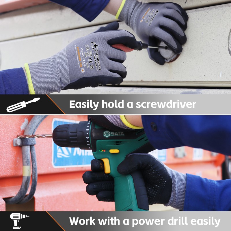 Nitrile Coated Safety Gloves - Premium 15Gauge