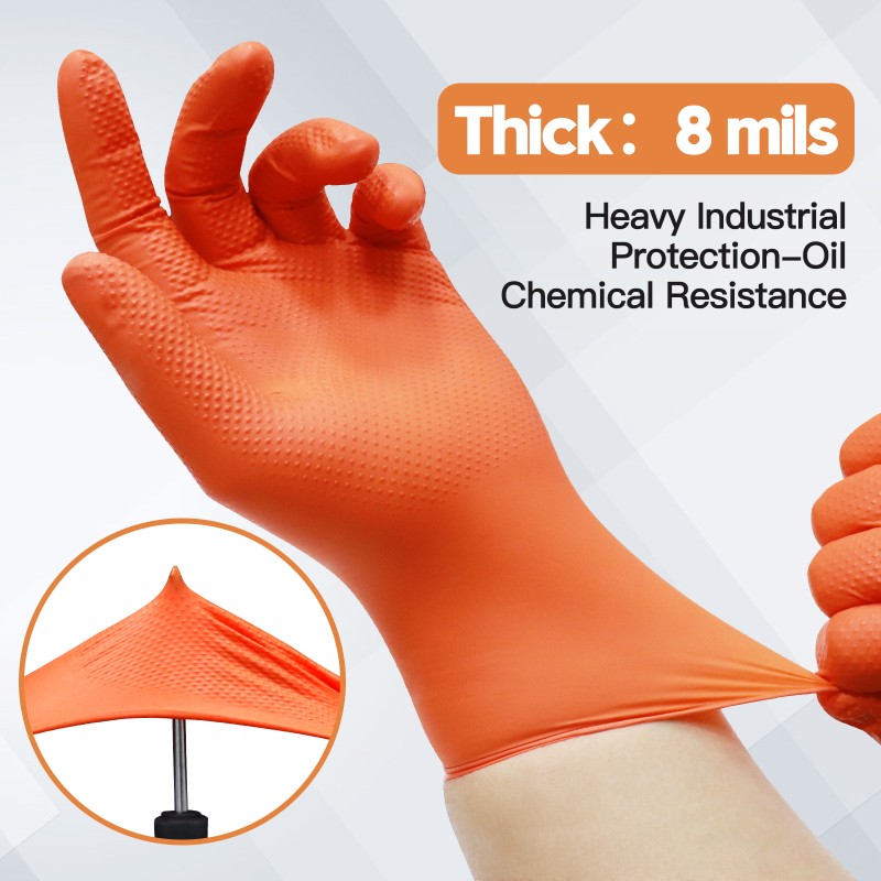 Diamond Nitrile Gloves - Disposable Orange