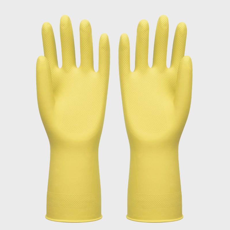 Kitchen Latex Gloves - Long Dishwashing Yellow
