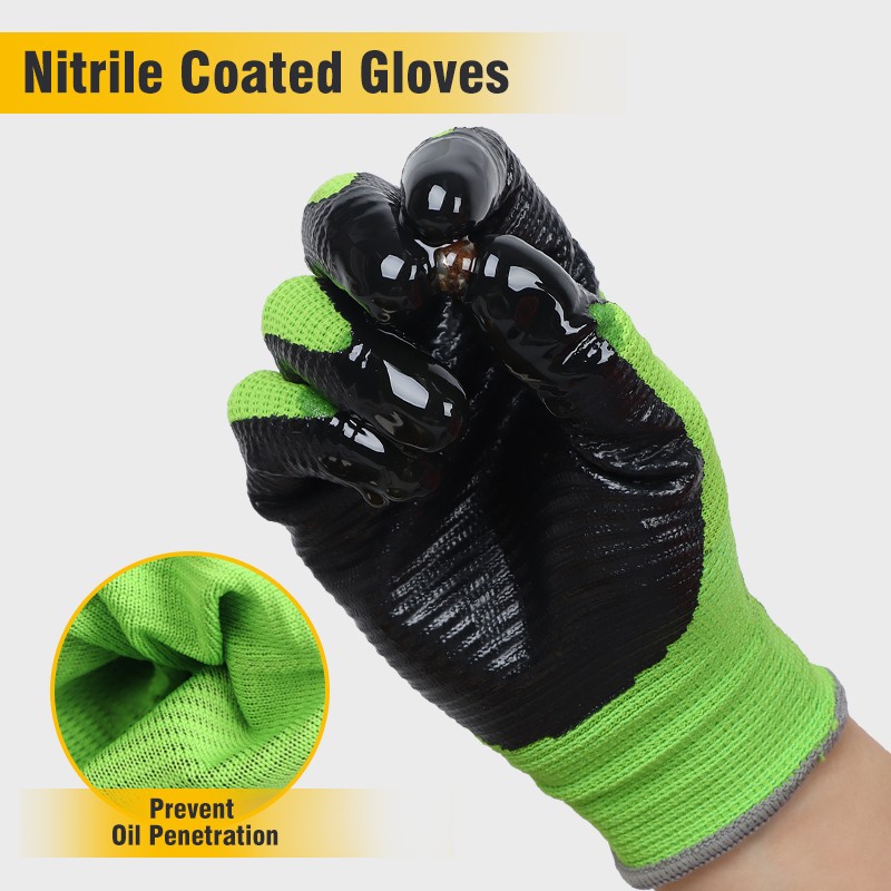 Nitrile Palm Coated Gloves - Rubber Nylon
