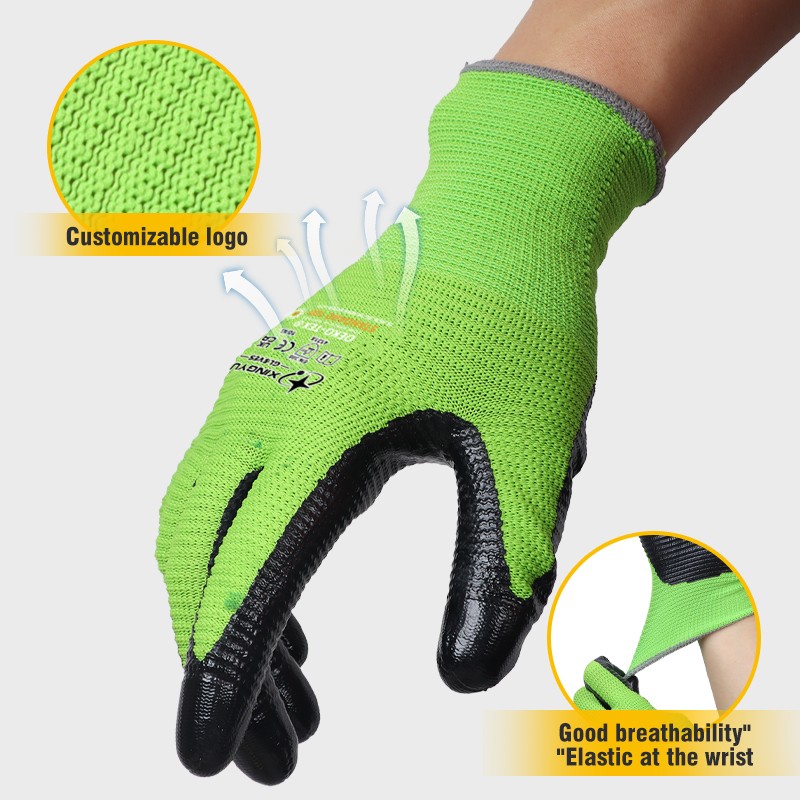 Nitrile Palm Coated Gloves - Rubber Nylon