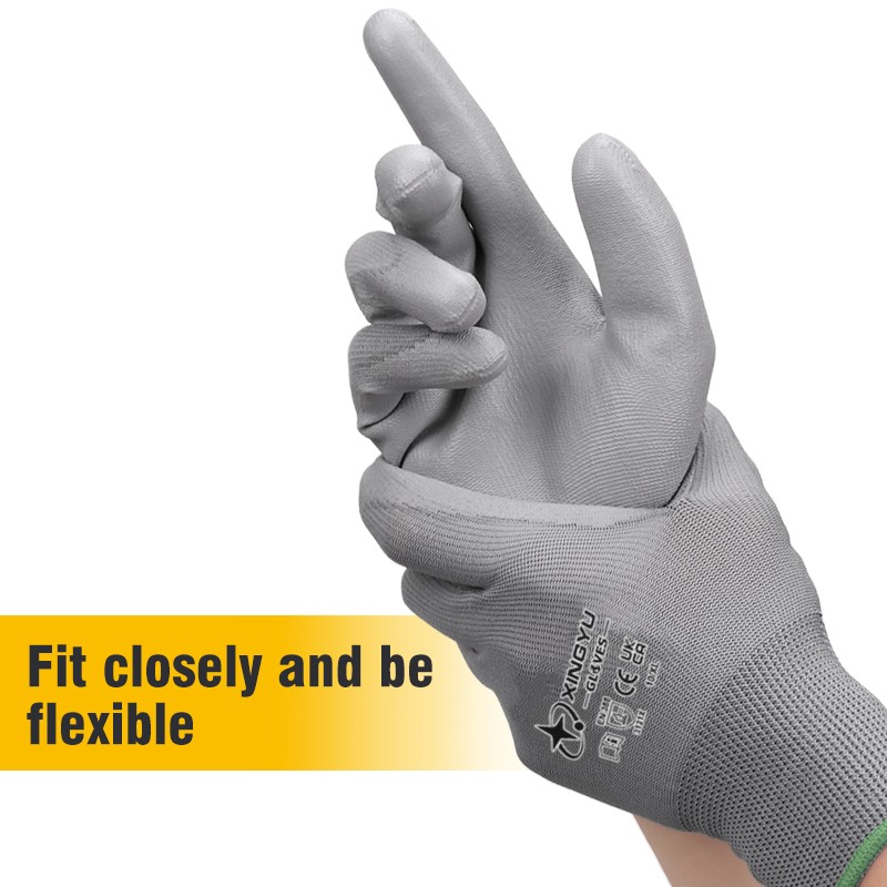 PU Safety Work Gloves - 13G Custom With Logo