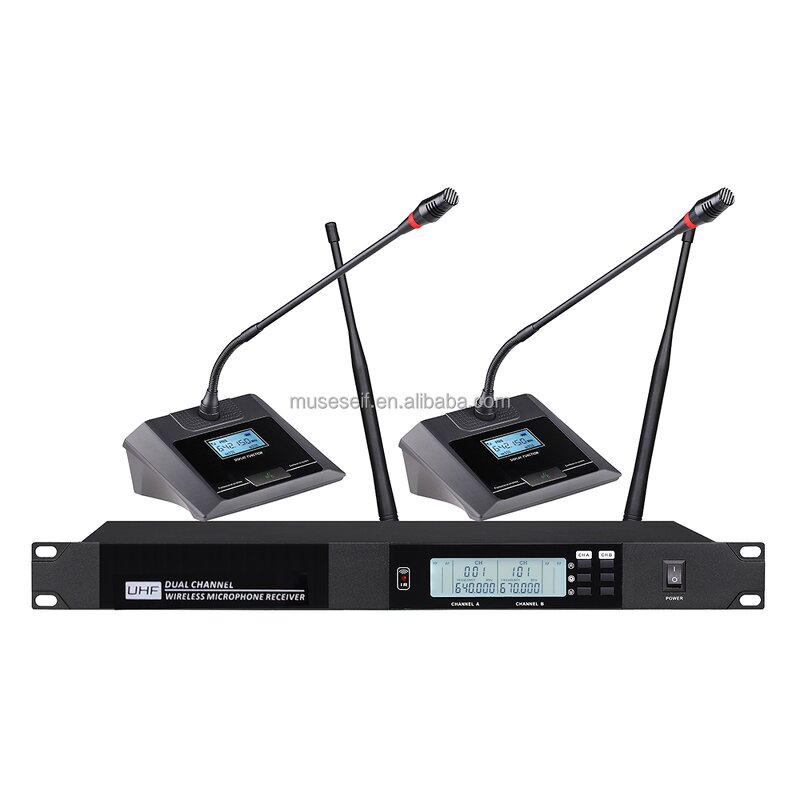 Wireless Conference Microphone Factory - 2 Channels Gooseneck UHF