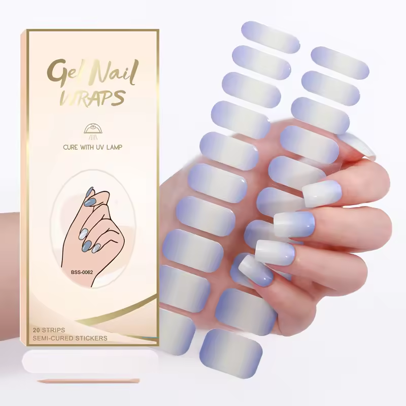 rainbow Style Wholesale Customize Nail Polish Wraps Semi Cured Gel Nail Wraps Stickers UV Lamp Nail Gel for Girls