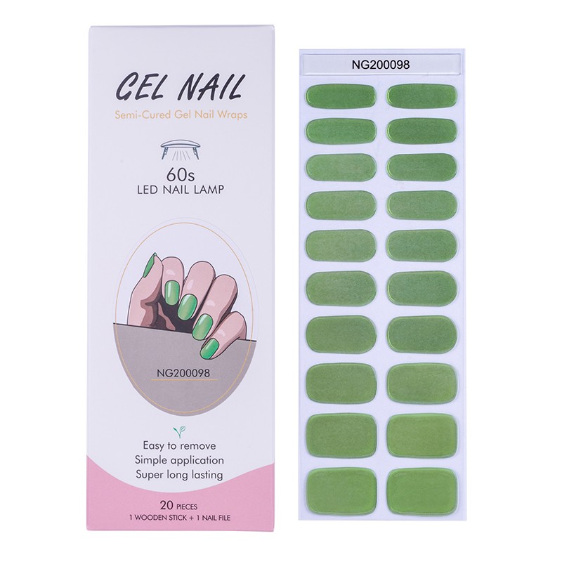 Factory Price Customize Wholesales Nail Stickers Strips Non-toxic Long Lasting Gel Nail Wraps Semi Cured UV Lamp