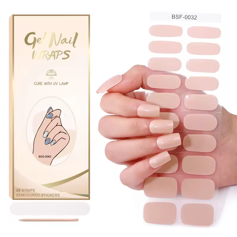 The Best Sell Semi Cured Nail Wraps Long Lasting Gel Nail Strips Low Qty Custom Designs Semi Cured Uv Gel Nail Strips