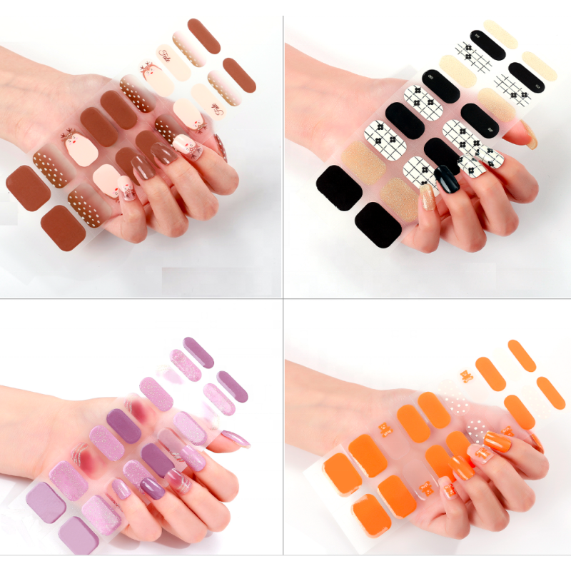 The Best Sell Semi Cured Wraps Long Lasting Gel Nail Strips New Arrival Styles Nail Gel Wraps With Uv Light