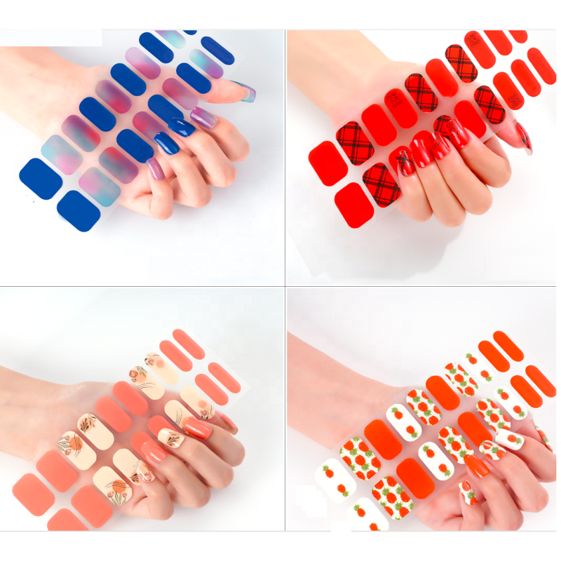 Semi Cured UV Gel Nail Stickers New Style Real Gel Nail Polish Adhesive Full Wraps Strips