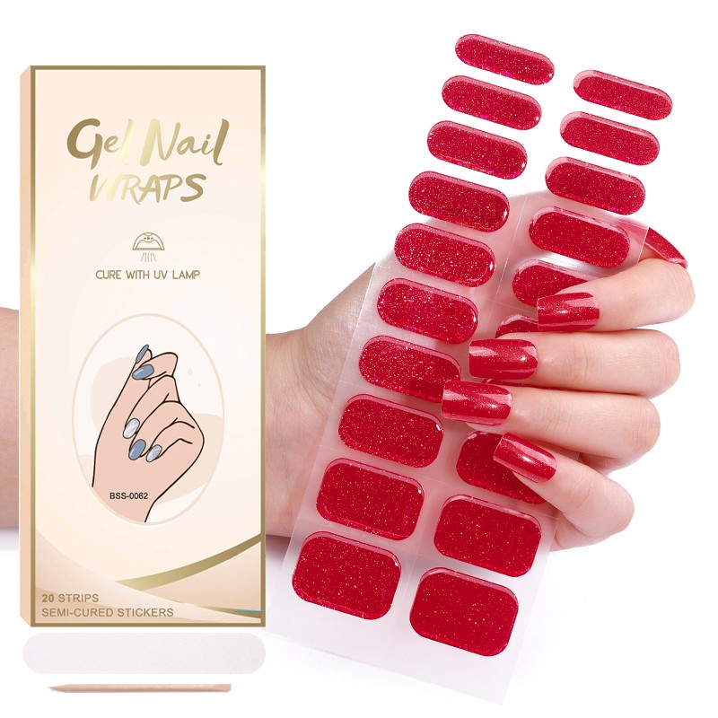 Reasonable Price Popular Design Nail Art Stickers Decals Semi Cured Gel Nail Strips Uv Semi Cured Gel Nail Strips