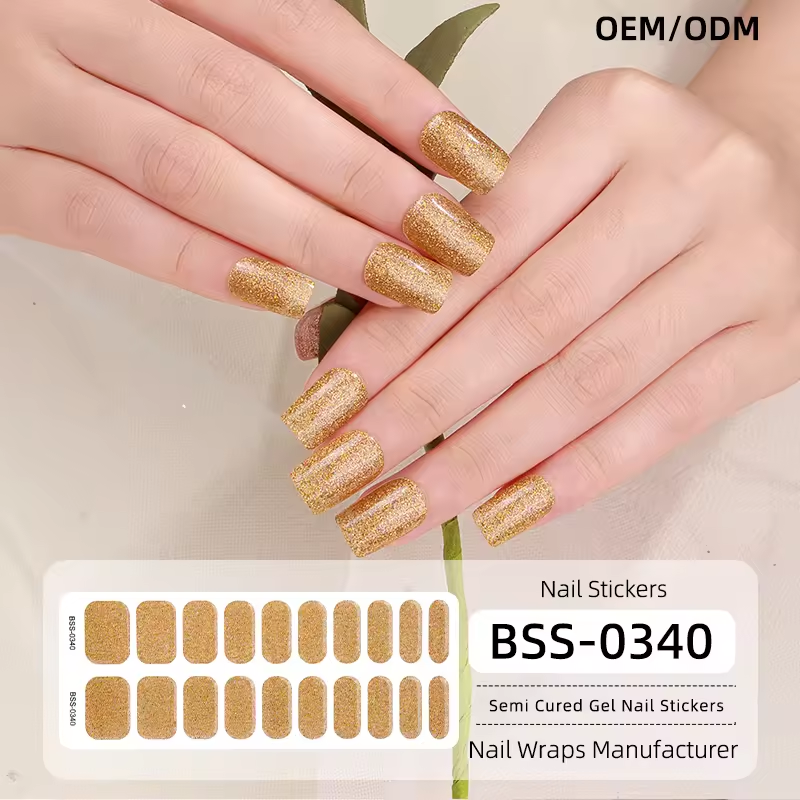 Reasonable Price Popular Design Nail Art Stickers Decals Semi Cured Gel Nail Strips Uv Semi Cured Gel Nail Strips