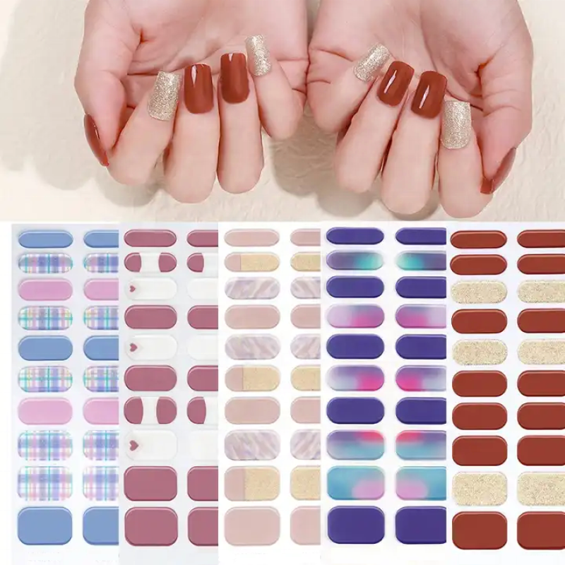 Korean Semicured Nail Wrap Custom logo Uv Cured Lamp for Gel Application on Art Semi Cured Gel Nail Strips