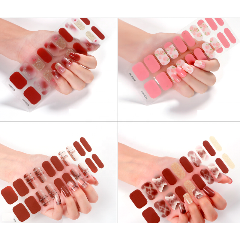 Factory Supplier New Gel Nail Stickers Self Adhesive Semi Cured Gel Nail Polish Strips Gel Nail Stickers