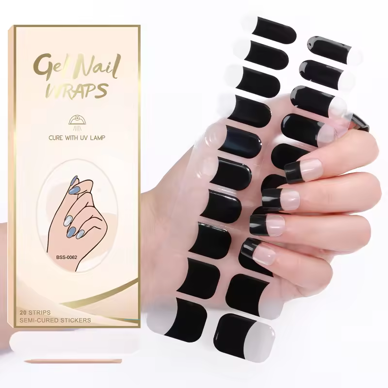 Factory Price Customize Wholesales UV Lamp Semi Cured Gel Nail Polish Wraps Stickers Uv Gel Nail Sticker