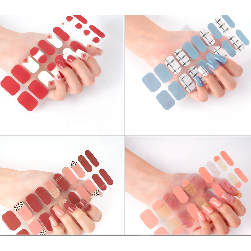 Factory Supplier New Gel Nail Stickers Self Adhesive Semi Cured Gel Nail Polish Strips Gel Nail Stickers