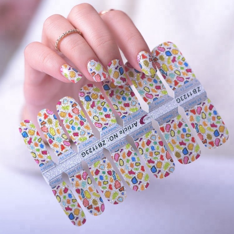 Eco Friendly and Safety Self Adhesive DIY 3d Nail Stickers Glitter