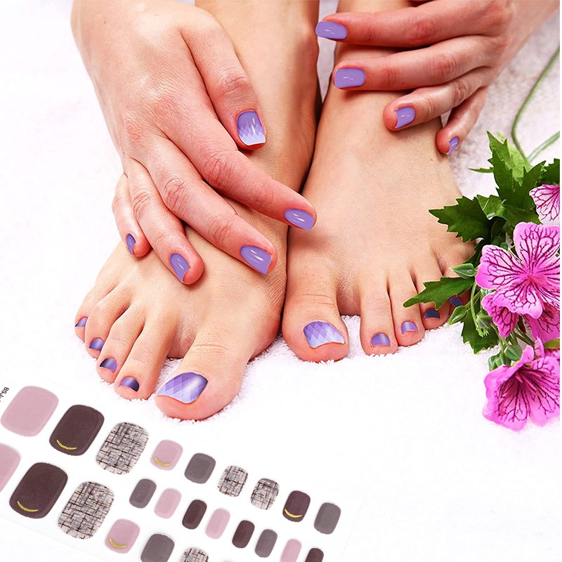 Fashion Popular Wholesale Korea Style Design 3d Custom Semi Cured Gel Toe Nail Stickers