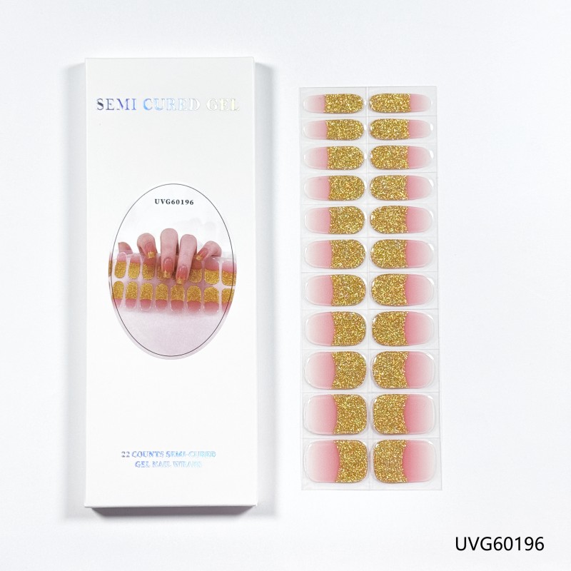 Factory Supplier New Gel Nail Stickers Self Adhesive Semi Cured Gel Nail Polish Strips Gel Nail Sticker