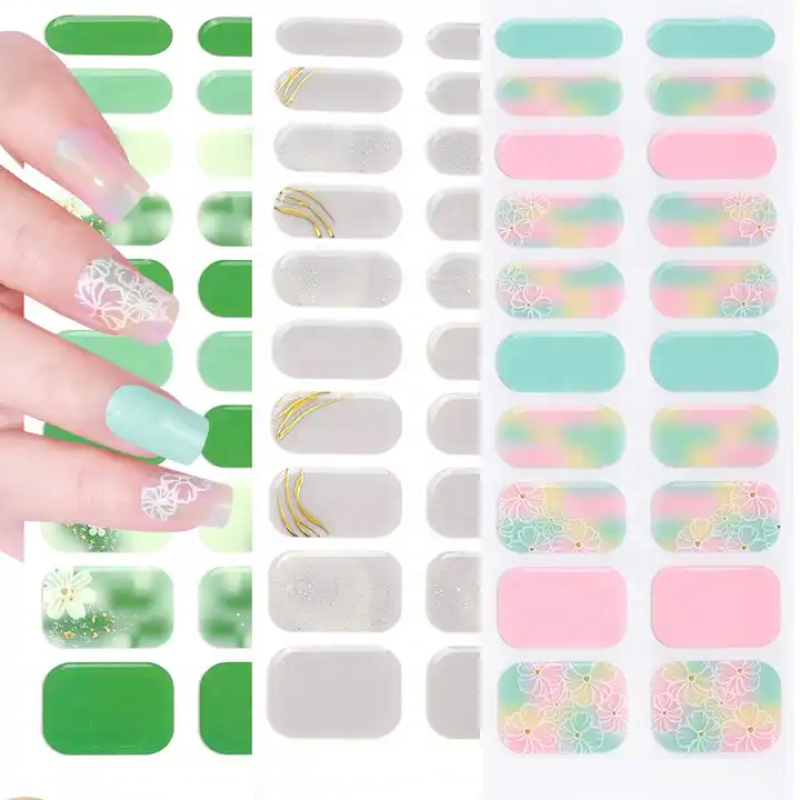 Korean Semicured Nail Wrap Custom logo Uv Cured Lamp for Gel Application on Art Semi Cured Gel Nail Strips