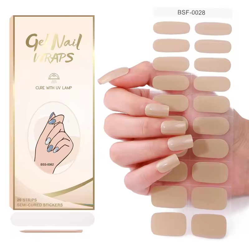 The Best Sell Semi Cured Nail Wraps Long Lasting Gel Nail Strips Low Qty Custom Designs Semi Cured Uv Gel Nail Strips