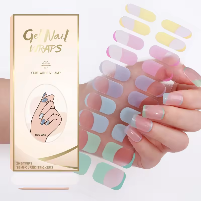 Latest Popular Excellent Quality Fashionable Customized 100% Real Nail Polish Wraps Semi Cured UV Lamp Gel Nail Polish Set