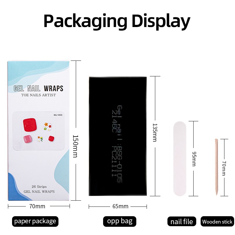 The Best Sell Semi Cured Wraps Long Lasting Gel Nail Strips New Arrival Styles Toe Nail Wraps with Uv Light