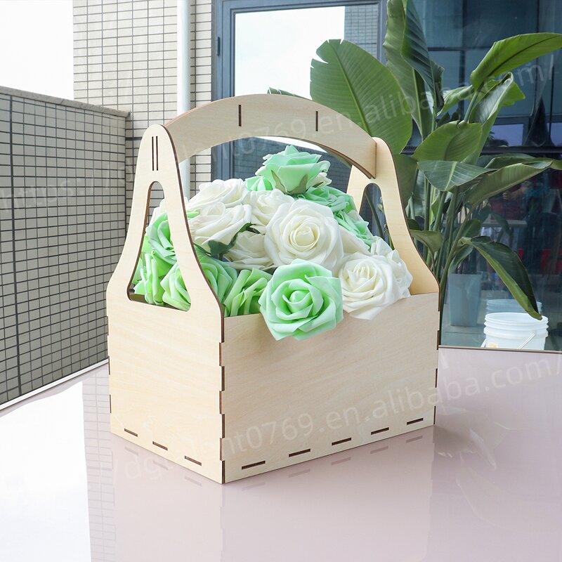 Handheld Basket Manufacturer - Rectangular Plywood Flower Basket