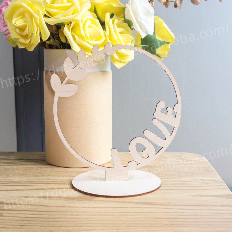 Desktop Stand Supplier - Circular Shape Plywood Valentines Decoration