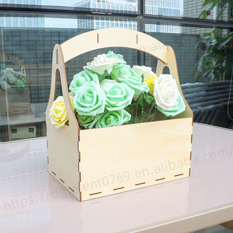 Handheld Basket Manufacturer - Rectangular Plywood Flower Basket