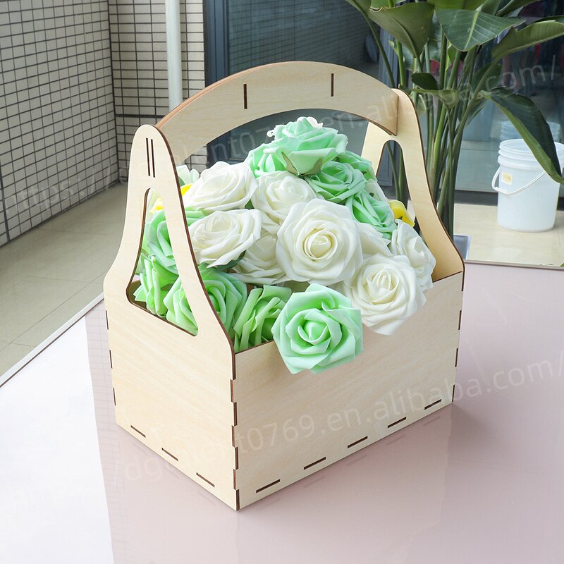 Handheld Basket Manufacturer - Rectangular Plywood Flower Basket